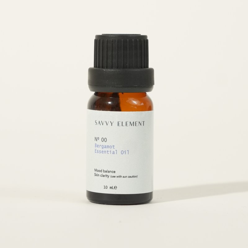 Savvy Element Bergamot Essential Oil – 100% pure uplifting oil for mood balance and skin clarity in amber glass bottle