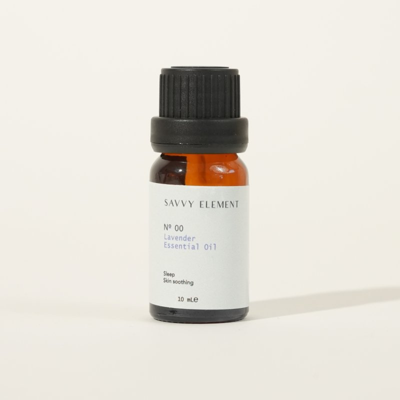 Savvy Element Nº 00 Lavender Essential Oil in amber glass bottle with black cap – 10 mL for sleep and skin soothing